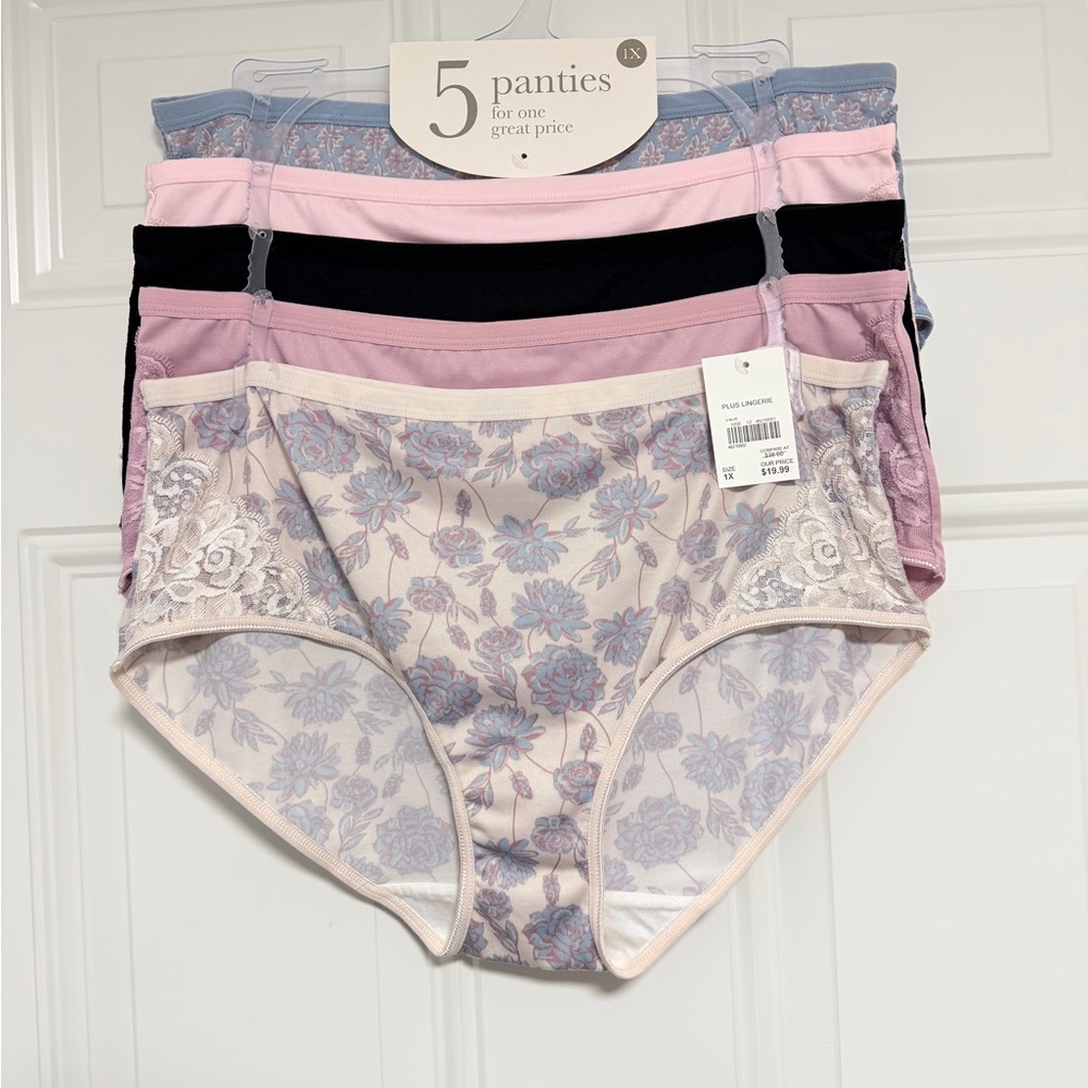 Cato 5-Pack Women's Panties - Floral, Pink, Black, Blue